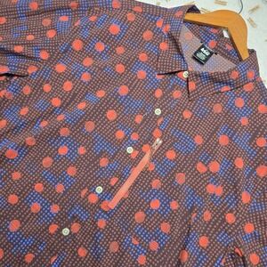 REI Co-op Button Up Shirt‎ XL Short Sleeve Multicolor Abstract Print Outdoor